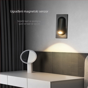 LED ugrađena zidna svjetiljka s magnetskim prekidačem, rotirajuće noćno čitanje uz krevet, hotelskog stila