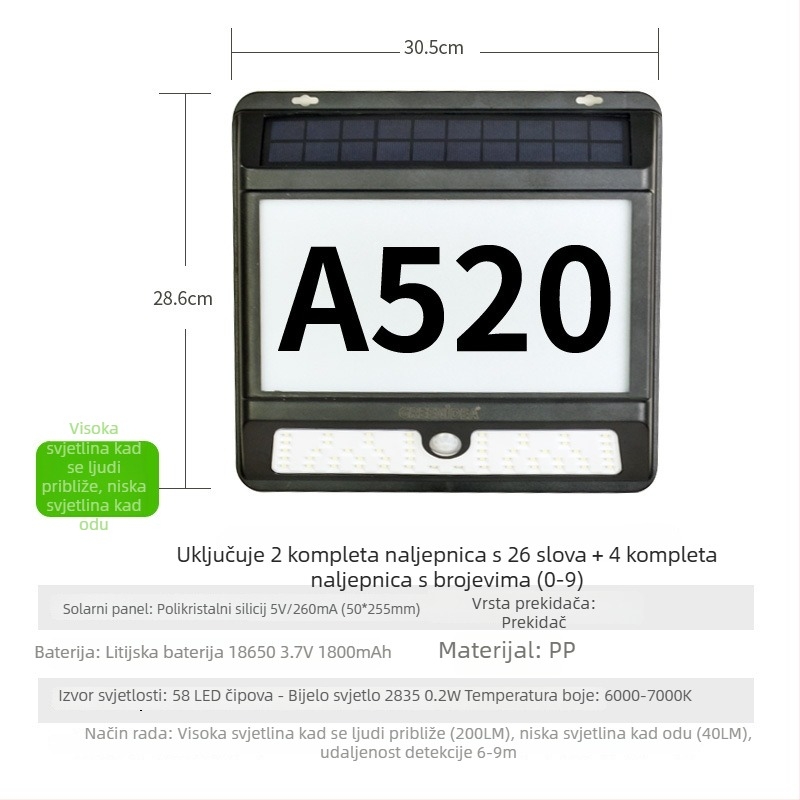 Vanjska LED zidna svjetiljka za vrata vile