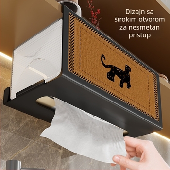 Zidna kutija za papir u kupaonici, držač rolne bez bušenja, viseća kutija za pohranu ispod ogledala kupaonice