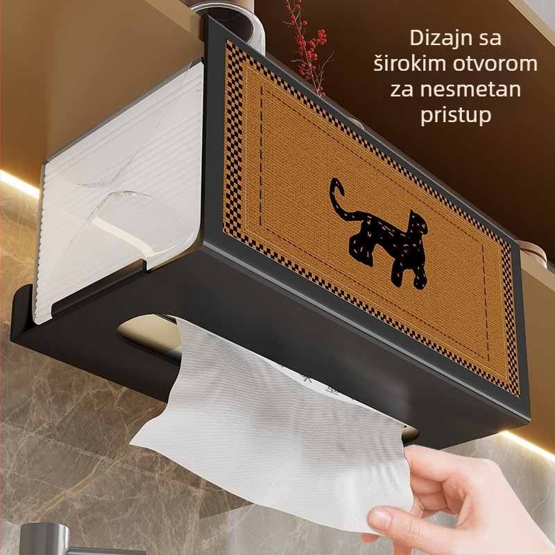 Zidna kutija za papir u kupaonici, držač rolne bez bušenja, viseća kutija za pohranu ispod ogledala kupaonice