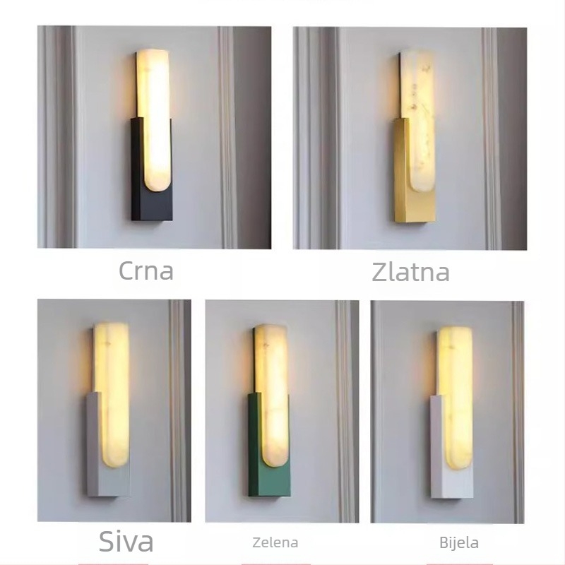 LED zidna svjetiljka u nordičkom stilu sa kamenim završetkom za dnevni boravak, spavaću sobu, hodnik i balkon – luksuzna zidna svjetiljka sa prekidačem