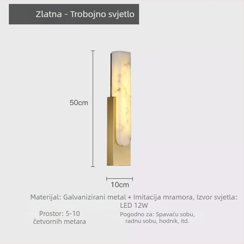 LED zidna svjetiljka u nordičkom stilu sa kamenim završetkom za dnevni boravak, spavaću sobu, hodnik i balkon – luksuzna zidna svjetiljka sa prekidačem