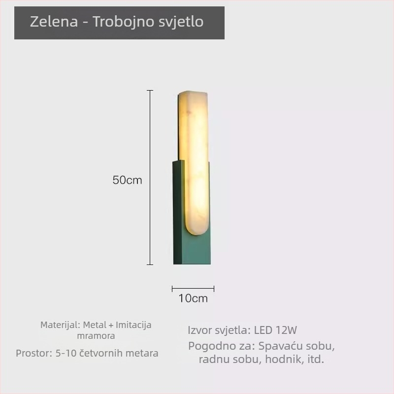 LED zidna svjetiljka u nordičkom stilu sa kamenim završetkom za dnevni boravak, spavaću sobu, hodnik i balkon – luksuzna zidna svjetiljka sa prekidačem