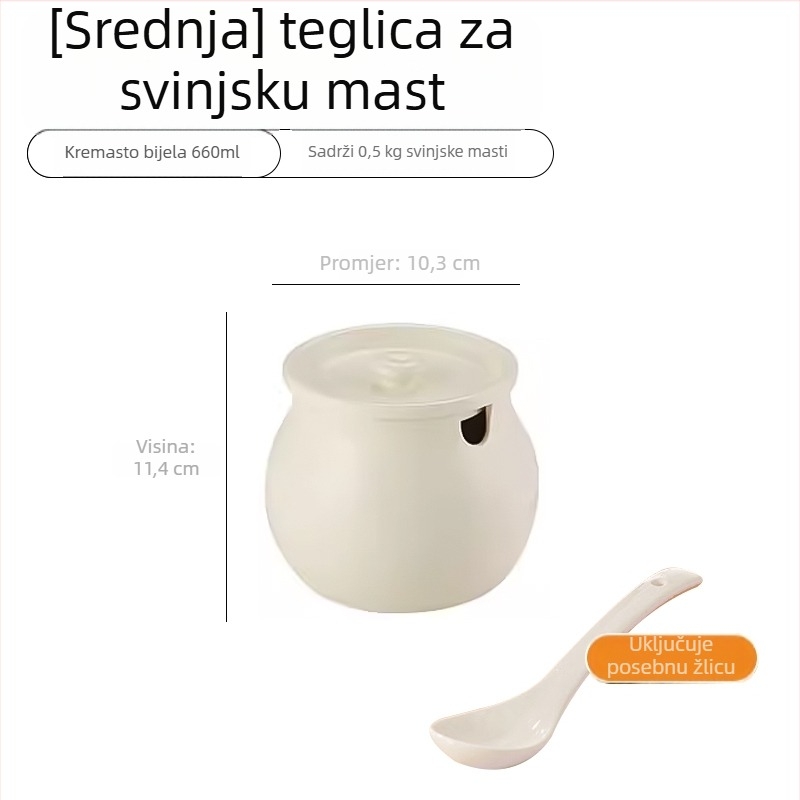 Keramička posuda s dvije ručke i poklopcem, kuhinjske začine, velik kapacitet za ulje od čilija i sol