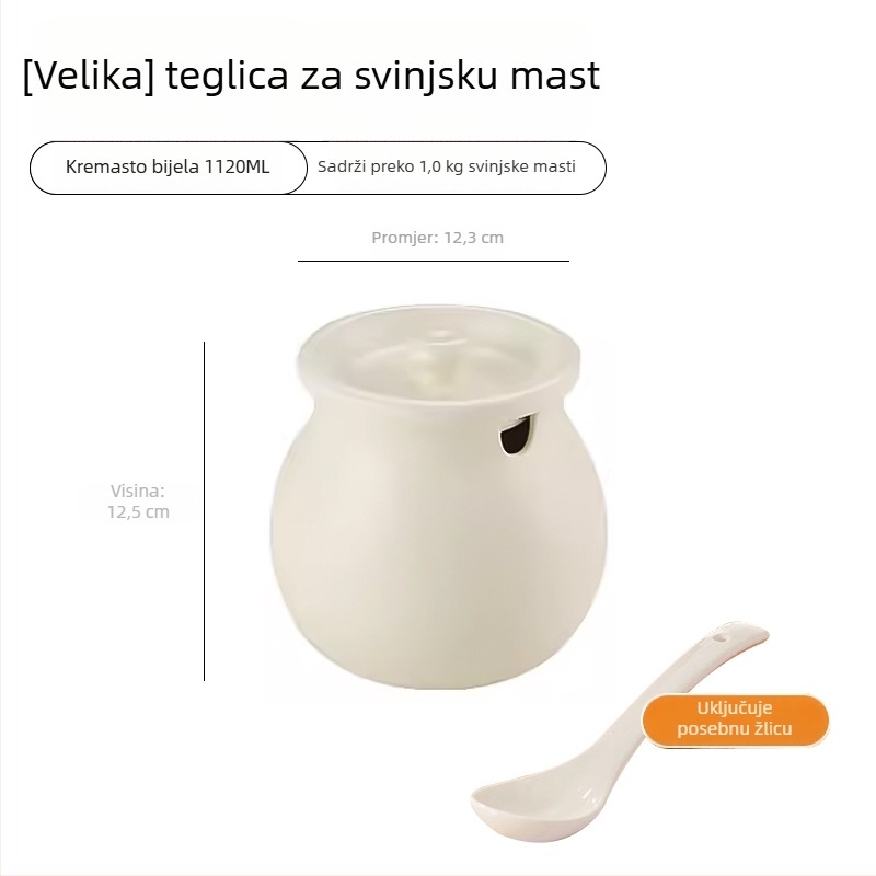 Keramička posuda s dvije ručke i poklopcem, kuhinjske začine, velik kapacitet za ulje od čilija i sol
