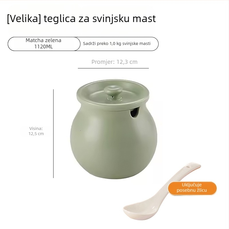 Keramička posuda s dvije ručke i poklopcem, kuhinjske začine, velik kapacitet za ulje od čilija i sol