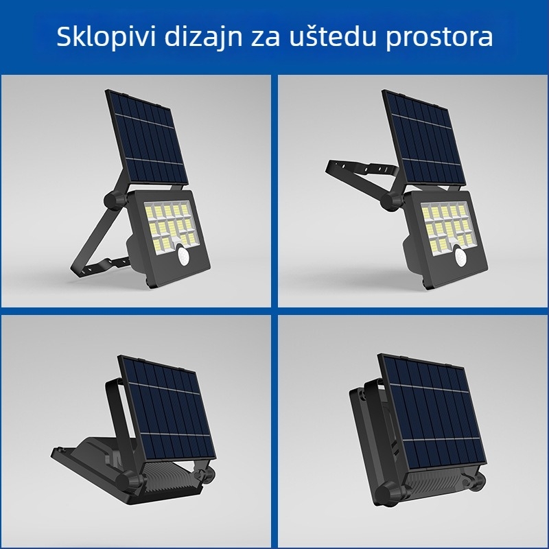 Solarna vanjska vrtna LED svjetiljka sa senzorom, USB punjenje, sklopna zidna svjetiljka