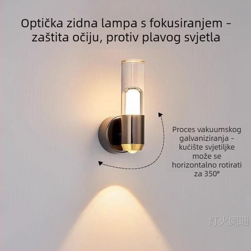 Zidno svjetlo za spavaću sobu, nordijski stil, moderni minimalistički dizajn, dojam vrhunske kvalitete, LED, metalno tijelo, akrilno sjenilo; malo viseće svjetlo za bar i noćno svjetlo u glavnoj spavaćoj sobi.