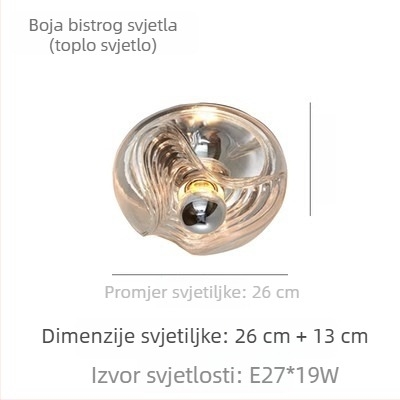 Staklena zidna svjetiljka sa skandinavskim dizajnom i antiknim stilom, Bauhaus valoviti uzorak, pogodna za hodnik i blagovaonu