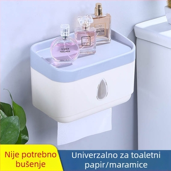 Zidni držač toaletnog papira za kupaonicu, bez bušenja, dizajn kapljica vode, višenamjenski prostor za pohranu