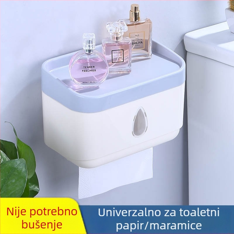 Zidni držač toaletnog papira za kupaonicu, bez bušenja, dizajn kapljica vode, višenamjenski prostor za pohranu