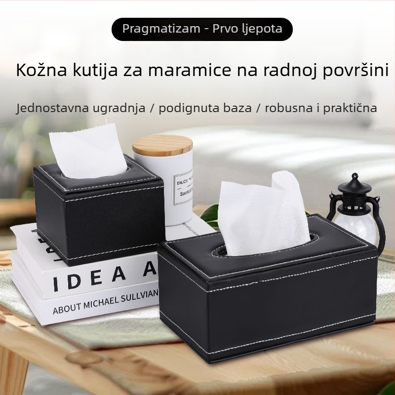 Kožna kutija za maramice s ladicom za auto, dom i ured – lagani luksuz