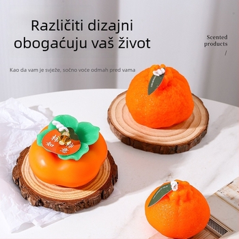 Ružna narančasta mirisna svijeća, ručno izrađena, oblik voća