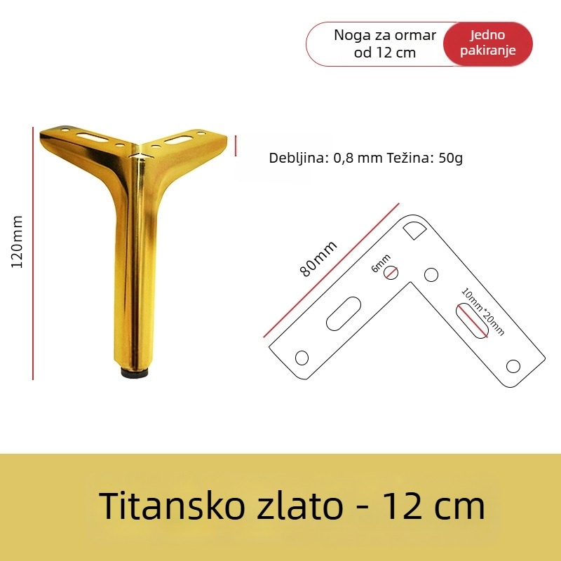 Metalne nogice za namještaj s trostrukom potporom – za kauč, TV komodu, stolić, noćni ormarić i ormar za cipele