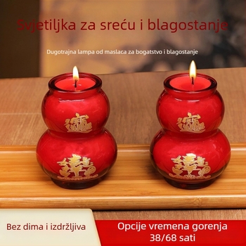 Staklena čaša s uljnom svijećom u obliku buče, bezdimna crvena svijeća za kućnu upotrebu, s neovisnim stalkom