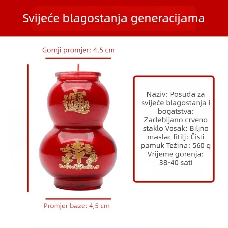 Staklena čaša s uljnom svijećom u obliku buče, bezdimna crvena svijeća za kućnu upotrebu, s neovisnim stalkom