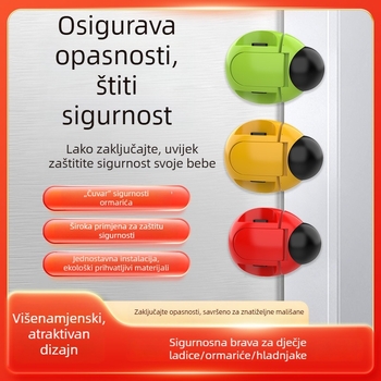 Bezbušna brava za hladnjak — za jednokrila i dvostruka vrata, plastična mehanička sigurnosna brava, dječja zaštita za ladice