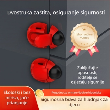 Bezbušna brava za hladnjak — za jednokrila i dvostruka vrata, plastična mehanička sigurnosna brava, dječja zaštita za ladice