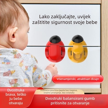 Bezbušna brava za hladnjak — za jednokrila i dvostruka vrata, plastična mehanička sigurnosna brava, dječja zaštita za ladice
