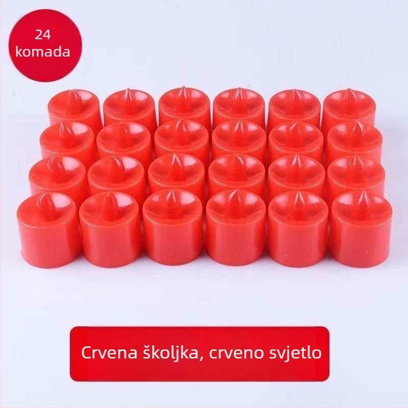 LED električna svijeća s crvenim kućištem i crvenim svjetlom, za vjenčanje, rođendan, zbližavanje i izražavanje ljubavi, romantična rasvjeta, imitacija maslene lampe