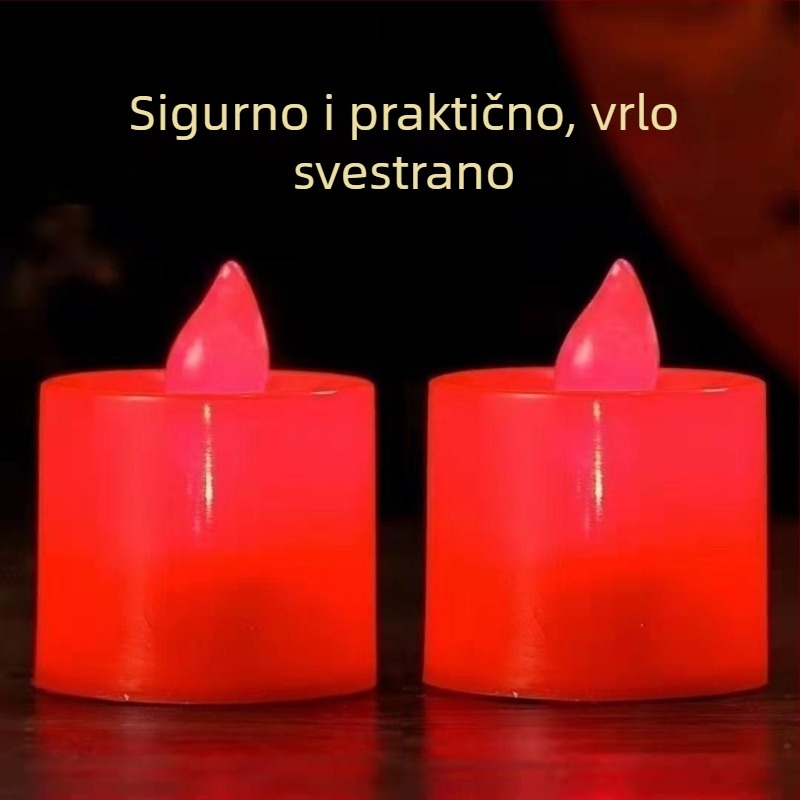 LED električna svijeća s crvenim kućištem i crvenim svjetlom, za vjenčanje, rođendan, zbližavanje i izražavanje ljubavi, romantična rasvjeta, imitacija maslene lampe
