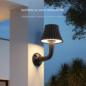 Vanjska stenska svjetiljka za vilu i dvorište, vodootporno vanjsko osvjetljenje, zidni nosač, aluminijsko kućište, IP55, LED 12W, 3000K, 180° snop, moderni minimalistički dizajn