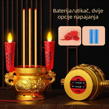Elektronički plamenik za tamjan s LED svjetiljkom, Buddha lampom, lampom bogatstva i vječnom svjetiljkom