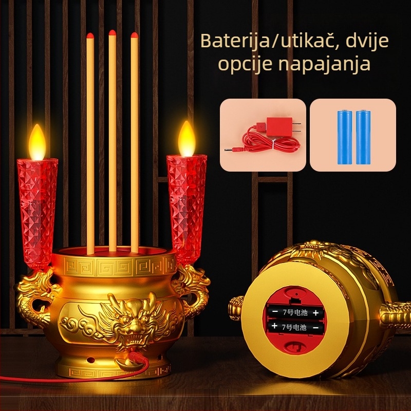 Elektronički plamenik za tamjan s LED svjetiljkom, Buddha lampom, lampom bogatstva i vječnom svjetiljkom