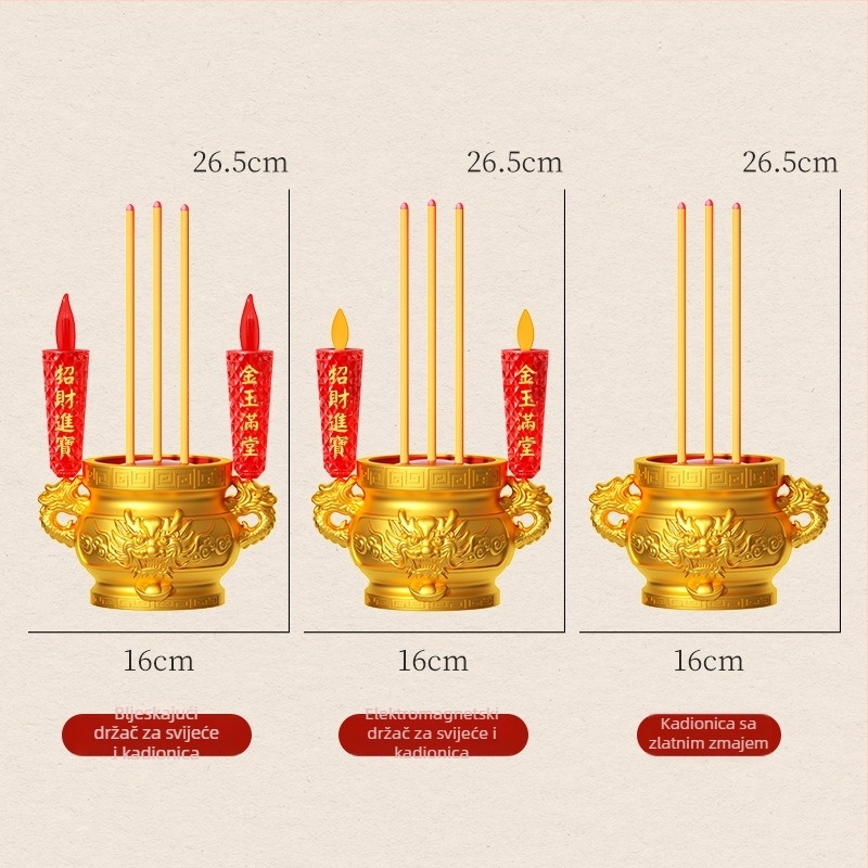 Elektronički plamenik za tamjan s LED svjetiljkom, Buddha lampom, lampom bogatstva i vječnom svjetiljkom