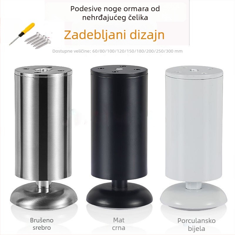 Nehrđajući čelični nožni dijelovi namještaja za sofu, ormar, TV komodu, stolić za kavu, krevet i stol – podesiva visina