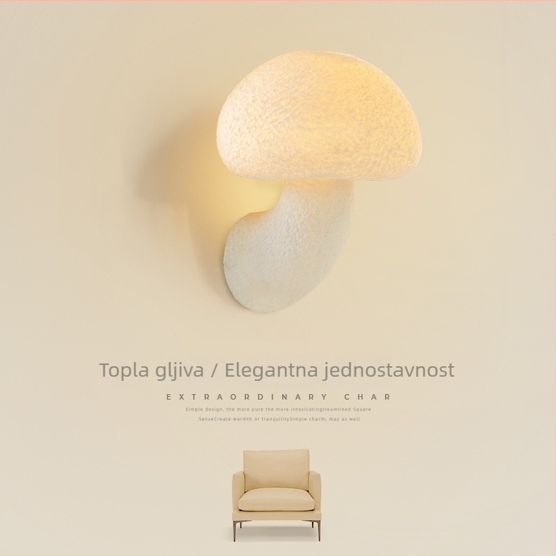 Stenska lampa u obliku gljive, kremasti francuski vintage stil, za dnevni boravak, hodnik, stepenice i vanjsko osvjetljenje