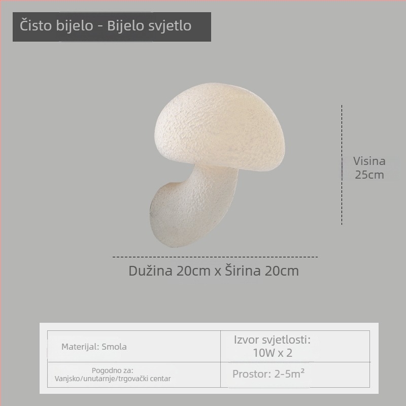 Stenska lampa u obliku gljive, kremasti francuski vintage stil, za dnevni boravak, hodnik, stepenice i vanjsko osvjetljenje