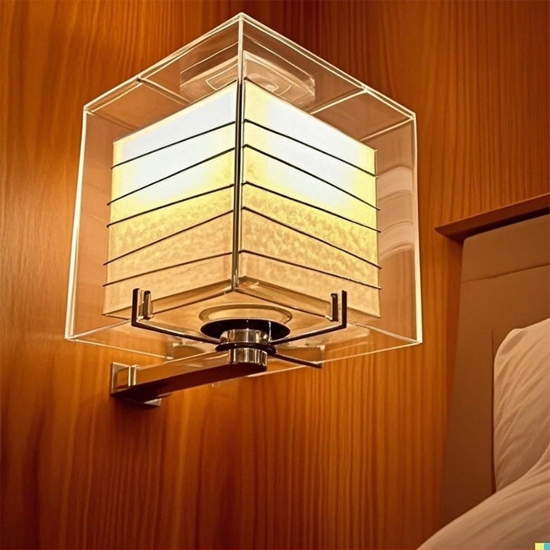Japanska retro zidna lampa uz kreveta, jednostavan dizajn, kvadratno stakleno sjenilo, zidna svjetiljka za hodnik