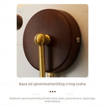 Vintage zidna svjetiljka od američkog oraha, francuski stil, luksuzno dekorativno svjetlo za spavaću sobu i dnevni boravak – Casa