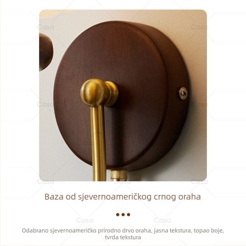 Vintage zidna svjetiljka od američkog oraha, francuski stil, luksuzno dekorativno svjetlo za spavaću sobu i dnevni boravak – Casa