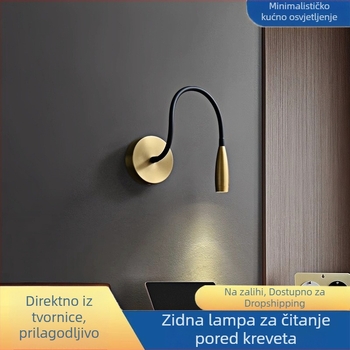 LED zidna svjetiljka u nordijskom stilu s pomičnom glavom za čitanje pokraj kreveta, aluminijumsko tijelo