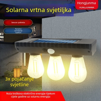 Solarna zidna lampa za vrt, vanjska, vodootporna, dekorativna, s volframovim vlaknom