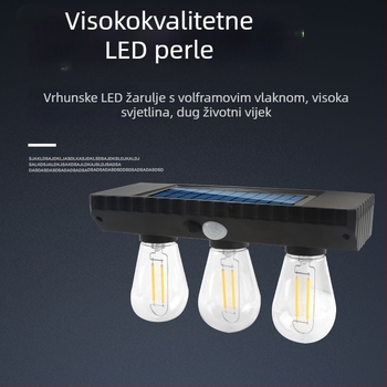 Solarna zidna lampa za vrt, vanjska, vodootporna, dekorativna, s volframovim vlaknom