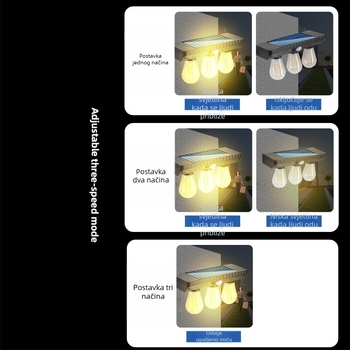 Solarna zidna lampa za vrt, vanjska, vodootporna, dekorativna, s volframovim vlaknom