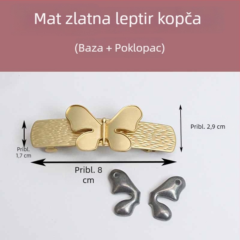 Leptir klips za kosu s bazom za DIY, dizajn lista ginka