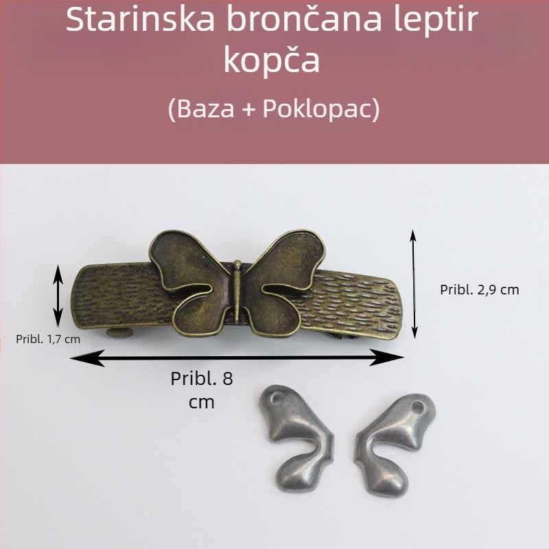 Leptir klips za kosu s bazom za DIY, dizajn lista ginka