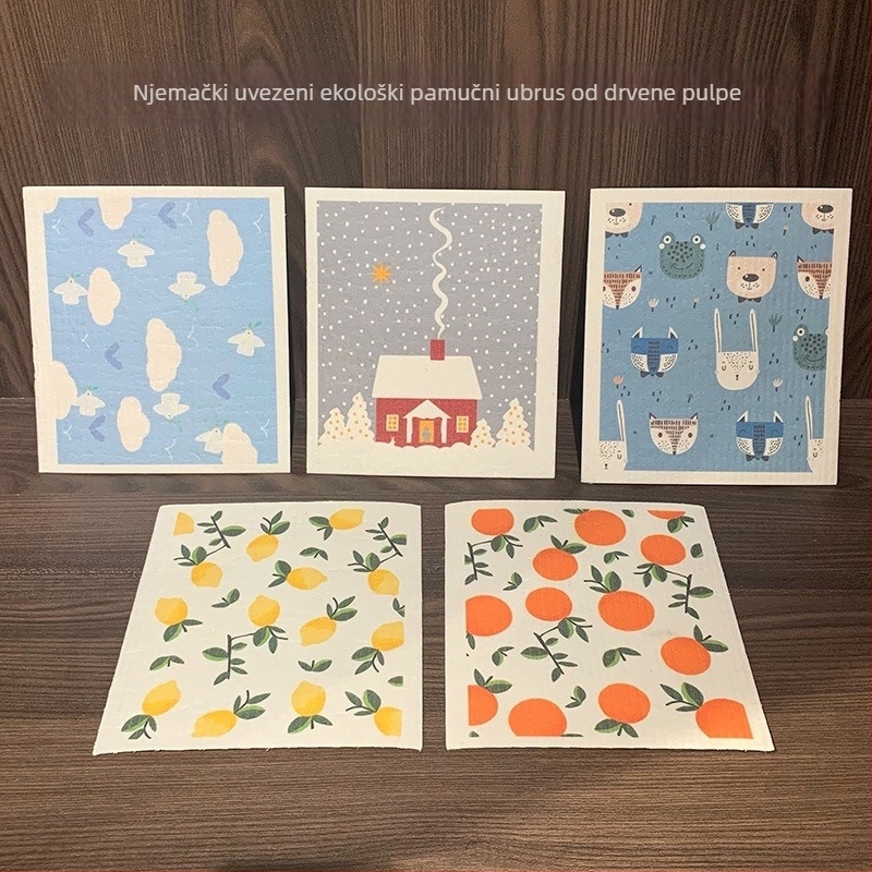 Krpa za suđe s nordičkom ilustracijom za kuhinju, ekološka krpa za čišćenje od bambusovih vlakana