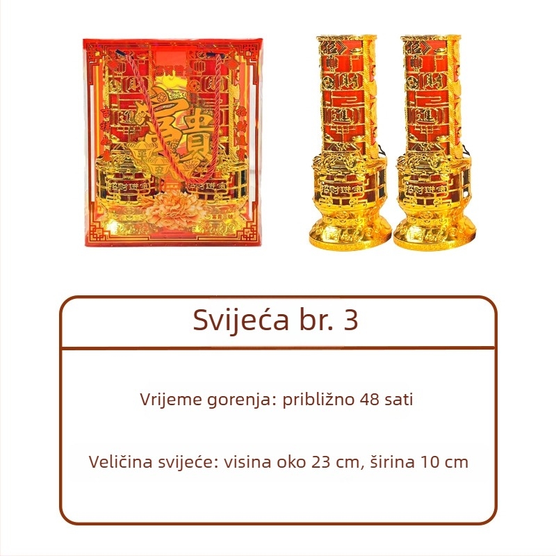 Bezdymična kristalna svijeća s čašom od stakla za Kinesku novu godinu i proljetni festival — otporna na vjetar kućna svijeća za štovanje i blagoslov
