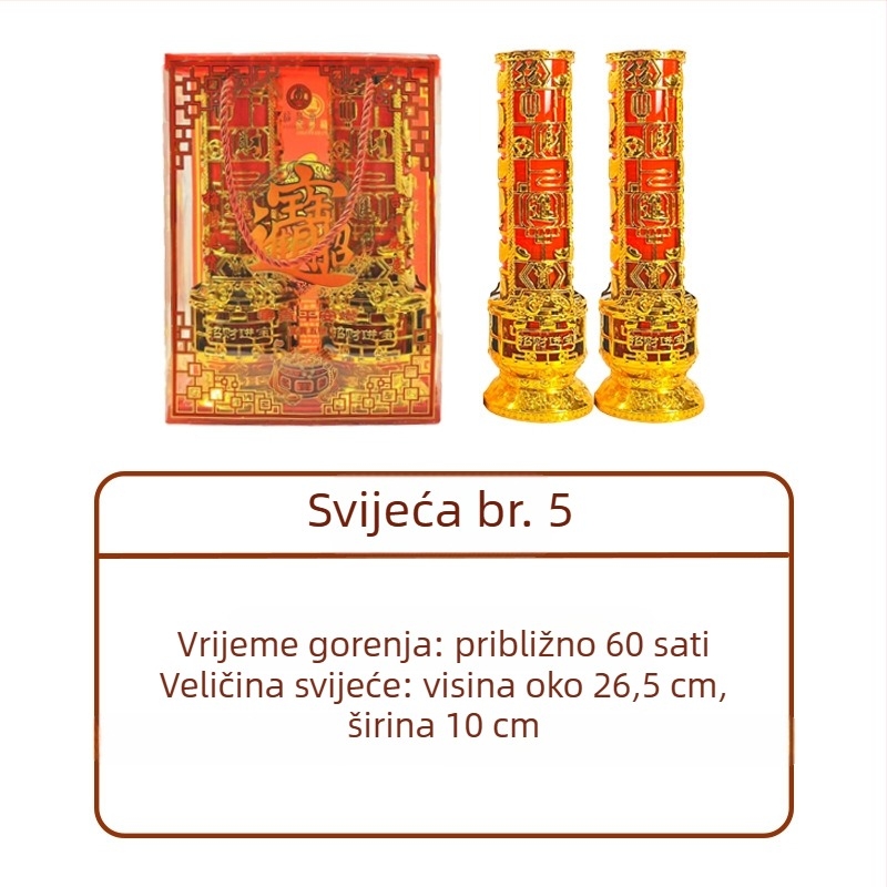 Bezdymična kristalna svijeća s čašom od stakla za Kinesku novu godinu i proljetni festival — otporna na vjetar kućna svijeća za štovanje i blagoslov