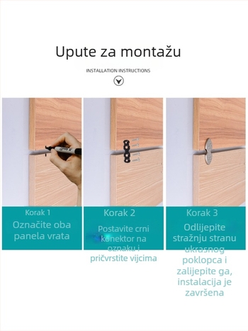 Spojni komad za ploču vrata garderobe za gornje i donje vrata, drveni spojni dio
