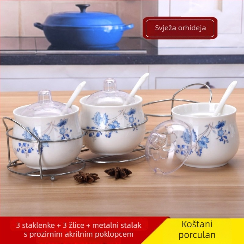 Trodijelni keramički set posuda za začine