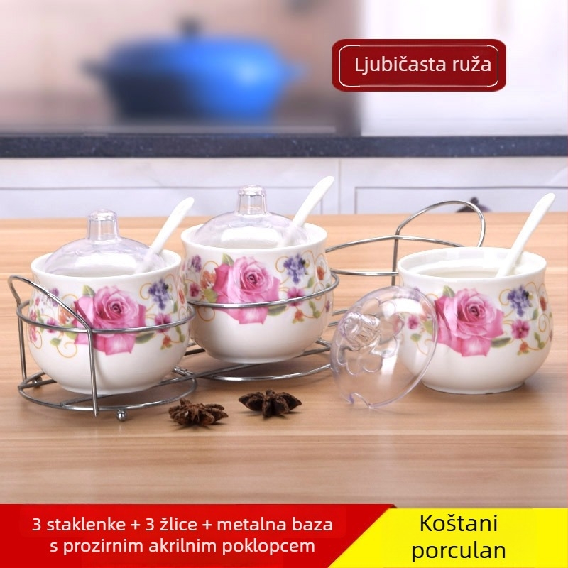 Trodijelni keramički set posuda za začine