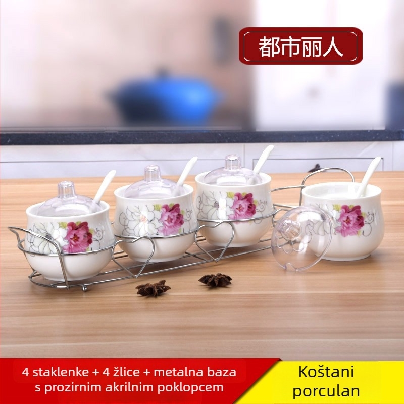 Trodijelni keramički set posuda za začine