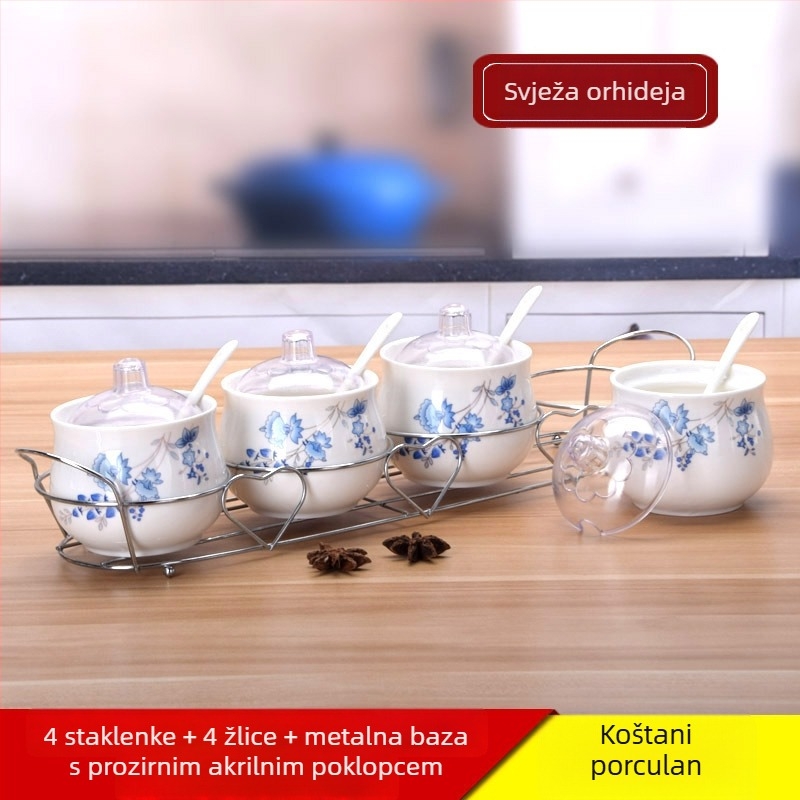 Trodijelni keramički set posuda za začine