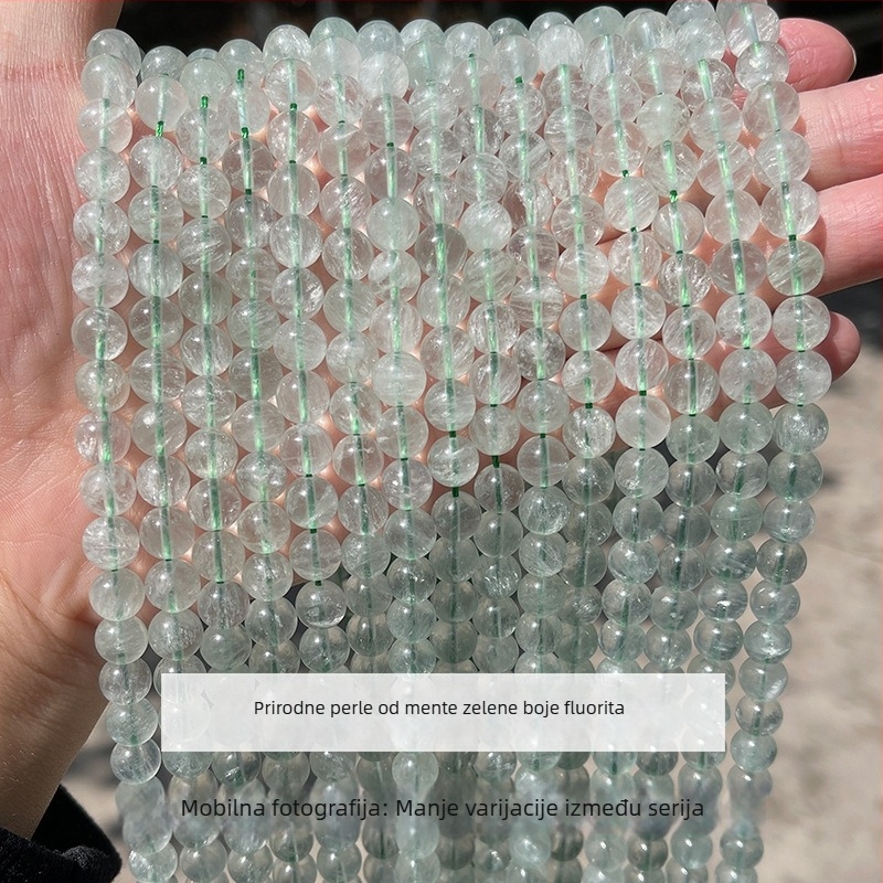 Zeleni fluoritni perle za nakit, DIY nizanje; ljubičaste fluoritne okrugle perle, poluproizvodna serija